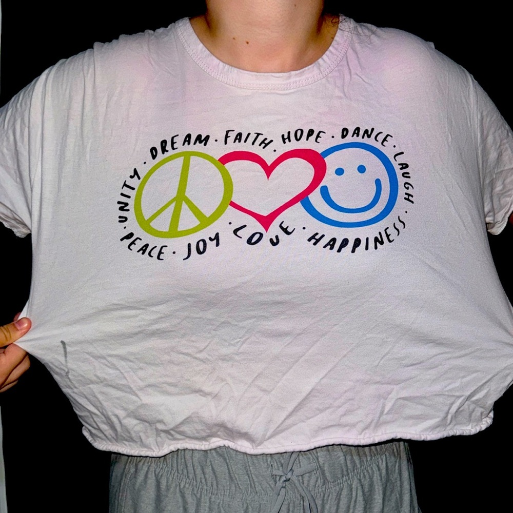 cropped white positivity acemi shirt